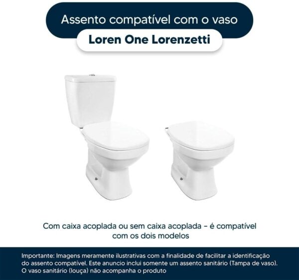 Tampa de Vaso Sanitário Loren One Cinza Claro para bacia Lorenzetti - Image 4