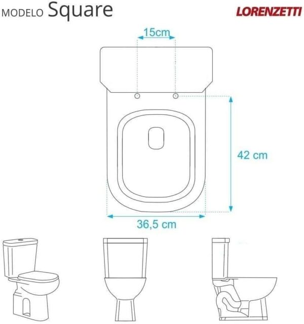 Tampa Para Vaso Sanitário Lorenzetti Square - Cor: Preto - Image 3