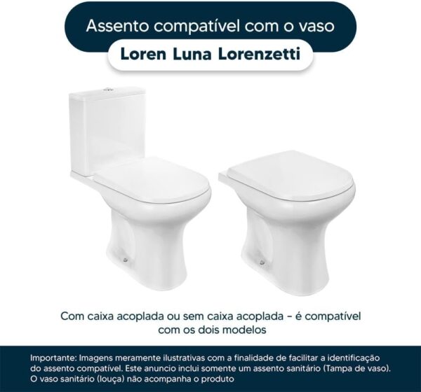 Tampa de Vaso Sanitário Loren Luna Bege Claro para louça Lorenzetti - Image 4