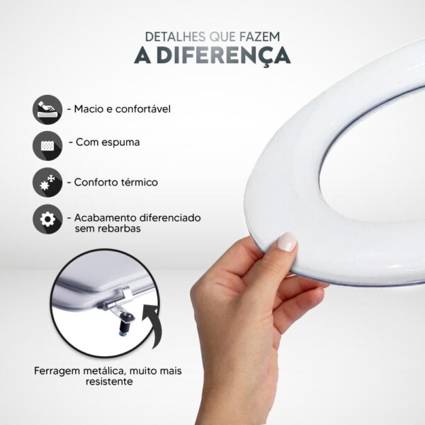 Tampa de Vaso Almofadado Loren Like Branco para louça Lorenzetti - Image 5