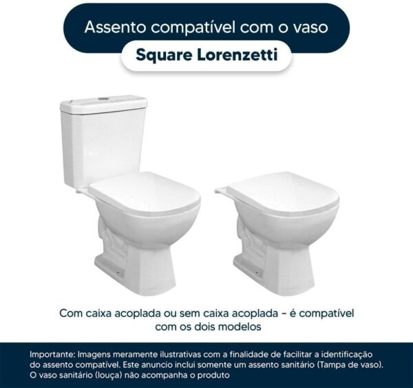 Tampa de Vaso Sanitário Square Bege Claro para bacia Lorenzetti - Image 4