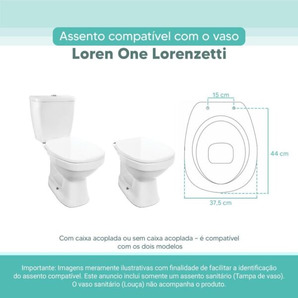 Tampa Vaso Sanitário Madeira Laqueada Loren one Branco para bacia Lorenzetti - Image 3