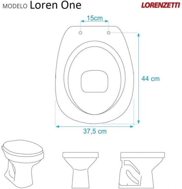 Tampa de Vaso Sanitário Loren One Cinza Claro para bacia Lorenzetti - Image 3