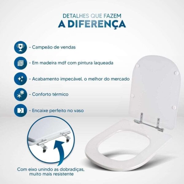Tampa de Vaso Sanitário Square Bege Claro para bacia Lorenzetti - Image 5