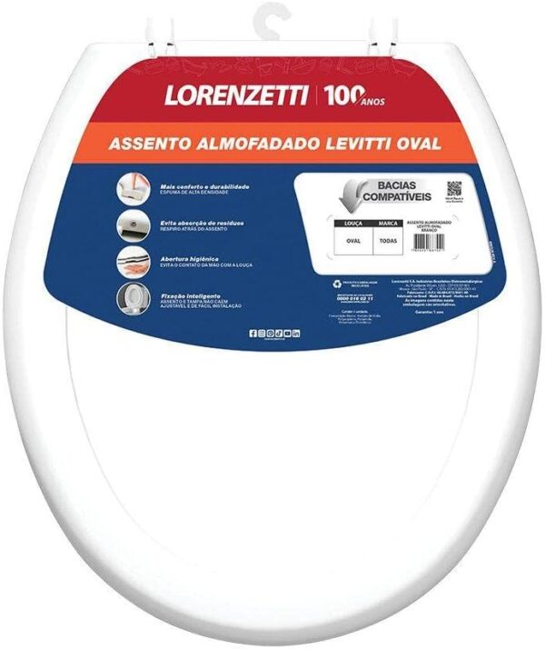 Assento Sanitário Almofadado Levitti Oval Branco Lorenzetti - Image 2