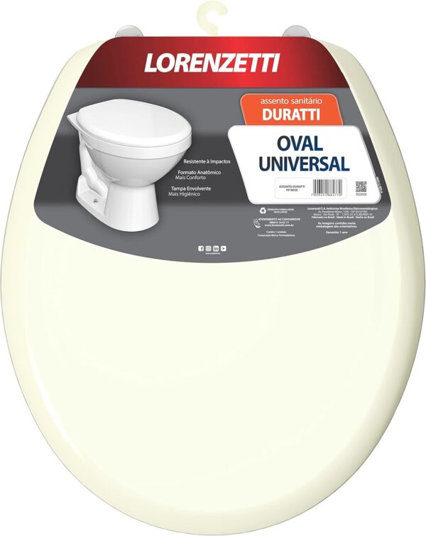 Assento Sanitário Duratti Bege Oval Universal de Polipropileno Lorenzetti