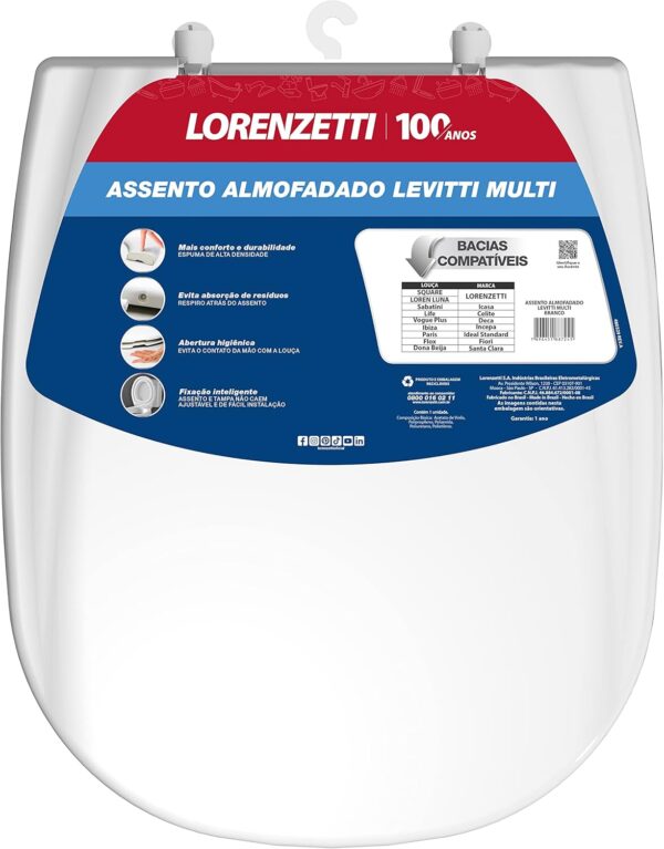 Assento Sanitário Almofadado Levitti Multi Branco Lorenzetti