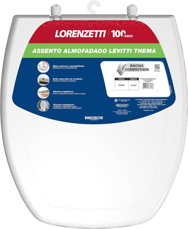 Assento Sanitário Almofadado Levitti Thema Branco Lorenzetti